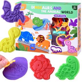 Plastilino rinkinys Dinosaur Dinosaurs and the Animal World, įvairių spalvų