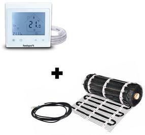 Küttematt Warmset Black + Programmable Thermostat WTH51.36 08-00482, 0.5 m x 4 m, 2 m², 300 W