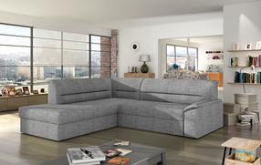 Kampinė sofa Elano Sawana 21, pilka sp., kairinė, 255 x 212 cm x 90 cm