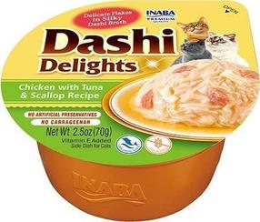 Влажный корм для кошек Inaba Dashi, курица/тунец/гребешок, 0.07 кг