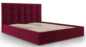 Gulta divvietīga Micadoni Home Phaedra Velvet, 180 x 200 cm, sarkana krās., bez matrača, ar režģi
