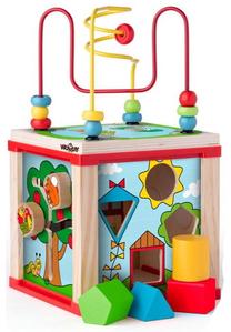 Lavinimo žaislas WOODY Multi Activity Labyrinth Cube, įvairių spalvų