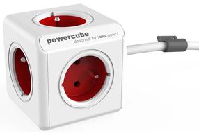 Juhtmepesa Allocacoc PowerCube, 3 m, 5 pesa, valge v./punane v.