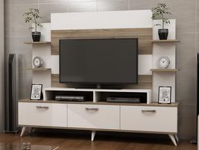 Sekcija Kalune Design Diana 788DEC3075, balta sp./riešuto sp., 30 cm x 180 cm x 143 cm