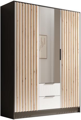 Шкаф ADRK Neri 150, коричневый цв./белый цв./черный цв., 150 см x 51 см x 200 см, с зеркалом