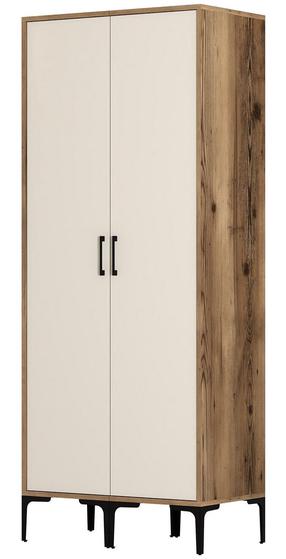 Riidekapp Kalune Design Kumsal SS, kreemjasvalge/pähklipuu v., 47.5 cm x 80 cm x 201.4 cm