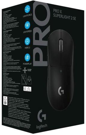 Bezvadu spēļu pele Logitech Pro X Superlight 2 SE (910-007554), 2.4ghz wireless / usb, melna krās.
