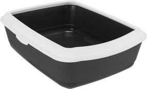 Kaķu tualete ar apmali Trixie Classic 40184, balta krās./pelēka krās., atvērts, 47 cm x 37 cm x 15 cm