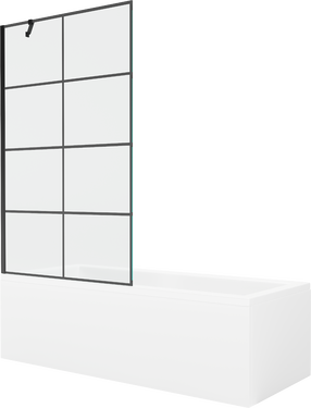 Vonia su sienele, laisvai pastatoma Mexen Cubik, 150 cm x 70 cm x 40 cm, stačiakampis, skaidri sp./balta sp.