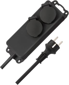 Удлинитель Brennenstuhl, 3 x 1,5 mm², 2 м, IP44, 2 розетки, черный цв.