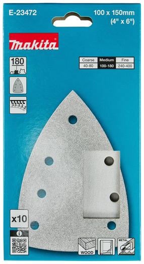 Šlifavimo lapas Makita E-23472, 180, 15 cm x 10 cm, 10 vnt.