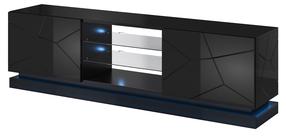 TV-laud Cama Meble QIU 200, must v., 200 cm x 42 cm x 57 cm