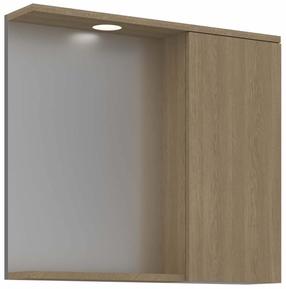 Pakabinama vonios spintelė su veidrodžiu Kalune Design Purus, sonoma ąžuolo sp., 18 cm x 75 cm x 68 cm