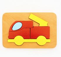 Edukacinė dėlionė Wood&Joy Firetruck, 3 cm, įvairių spalvų, 5 vnt.