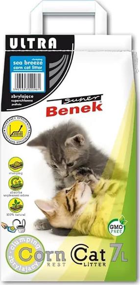 Kačių kraikas Super Benek Corn Cat Ultra Sea Breeze, organinis (sušokantis), 7 l