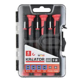 Precīzijas skrūvgriežu komplekts Kreator KRTH22104, krustiņš/plakans, 6 gab.