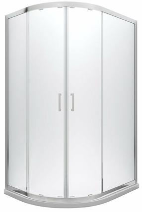 Dušo kabina Besco Modern MA-100-80-M, pusapvalė, be padėklo, 100 cm x 80 cm x 185 cm, chromo sp./grūdintas