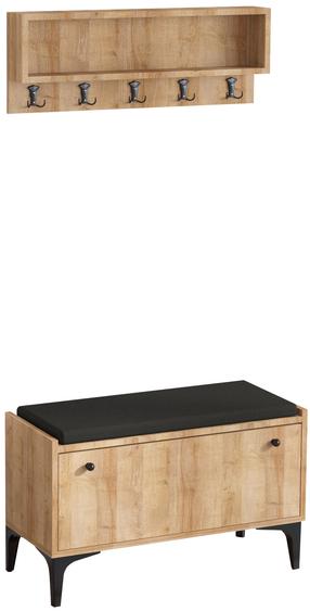 Prieškambario baldų komplektas Kalune Design Lena, vidaus, juoda sp./medžio sp.