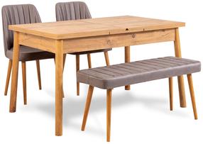 Valgomojo komplektas Kalune Design Santiago 0701 - 3 A, pilka sp./pušies sp.