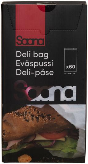 Sviestmaižu maisiņi Saana 632118, 22.2 cm x 13 cm, balta krās., 60 gab.