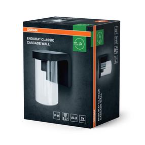Õue seinavalgusti Osram Endura Classic Cascade, 7W, E27, IP44, must v., 12 cm x 18 cm
