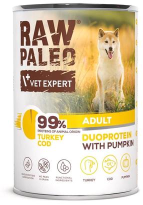 Šlapias šunų maistas Raw Paleo Vet Expert Turkey & Cod, kalakutiena, 0.4 kg