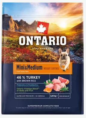 Sausā suņu barība Ontario Weight Control, tītara gaļa/rīsi, 2.25 kg