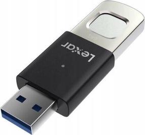 USB atmintinė Lexar JumpDrive Fingerprint F35Pro, juoda sp./sidabro sp., 64 GB