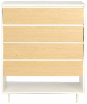 Komoda Home4you Herta 40730, balta sp./šviesiai ruda sp., 97 cm x 40 cm x 80 cm
