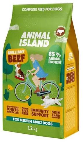 Sausas šunų maistas Animal Island, jautiena, 12 kg