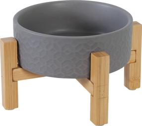 Statīvs ar bļodiņām sunim Zolux Keramo Solo, 0.3 l, 12.6 cm x 12.6 cm x 4.5 cm, brūna krās./pelēka krās.