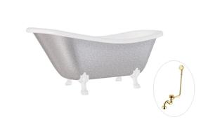 Vonia, laisvai pastatoma Besco Otylia Glam, 170 cm x 77 cm x 68.5 cm, ovalas, aukso sp./balta sp.