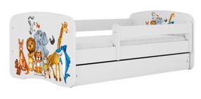 Детская кровать Kocot Kids Animals, белый цв., 80 x 180 cm, без ящика для постельных принадлежностей, с матрасом