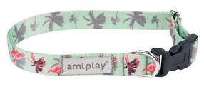 Antkaklis šunims Amiplay Be Happy, žalia sp./rožinė sp., 450 - 700 mm x 25 mm, 45-70