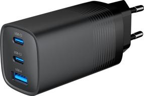 Telefono įkroviklis Gembird PDQC65, USB Type A/2 x USB Type C, 10.6 cm, juoda sp., 65 W