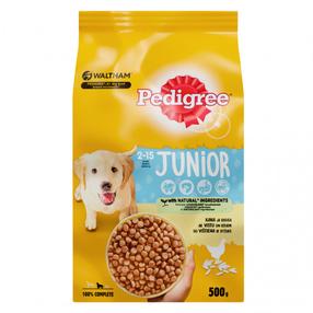Sausas šunų maistas Pedigree Junior, daržovės/paukštiena, 0.5 kg