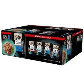 Mitrā kaķu barība Sheba Fine Flakes In Jelly Fish Selection, zivs, 0,085 kg x 80 gab.