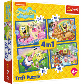 Dėlionė 4in1 Trefl Spongebob 4in1, 20.5 cm x 28.5 cm, 207 vnt., įvairių spalvų