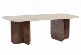 Kafijas galdiņš Nordure Akira, valriekstu krās./travertine krās., 60 cm x 120 cm x 41 cm