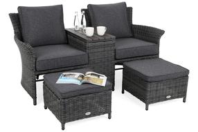 Lauko sofa Milos Plus, tamsiai pilka sp., 72 cm x 164 cm x 84 cm