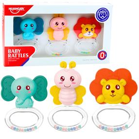Kūdikio žaislų rinkinys Huanger Baby Animals, įvairių spalvų, 3 vnt.