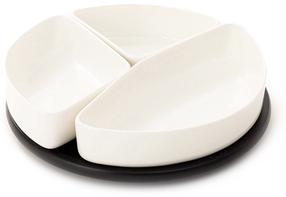 Serviravimo lėkštė Homla Felko, 24 cm x 24 cm x 6 cm, Ø 24 cm, balta sp./juoda sp., porcelianas