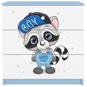 Vaikiška komoda Kocot Kids Babydreams Raccoon, mėlyna sp./balta sp., 41 cm x 80 cm x 80.5 cm