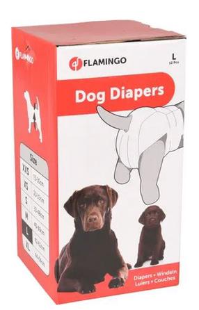 Sauskelnės šunims Flamingo Dog Diapers L 38-56 cm 510587, L, 12 vnt. balta sp.