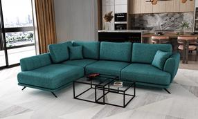 Kampinė sofa Larde Borneo 38, mėlyna sp., kairinė, 276 x 191 cm x 90 cm