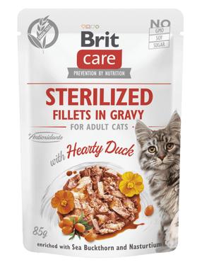 Šlapias kačių maistas Brit Care Sterilised Fillets In Gravy Hearty Duck, antiena, 0.085 kg