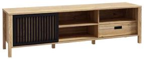 TV staliukas Forte Jytana, ąžuolo sp./juoda sp., 40.2 cm x 174.8 cm x 49.9 cm