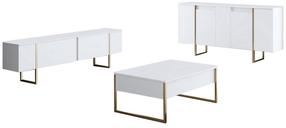 Svetainės baldų komplektas Kalune Design Luxe, vidaus, aukso sp./balta sp.