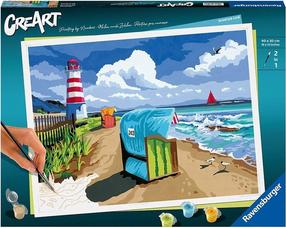 Maalimine numbrite järgi Ravensburger CreArt Holiday On The Baltic Sea, sinine v./pruun v./valge v., 30 x 40 cm