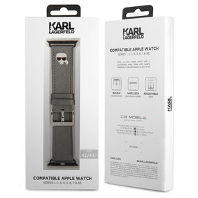 Siksniņa Karl Lagerfeld, KLAWLOKHG for Apple Watch 42/44mm, pelēka krās.